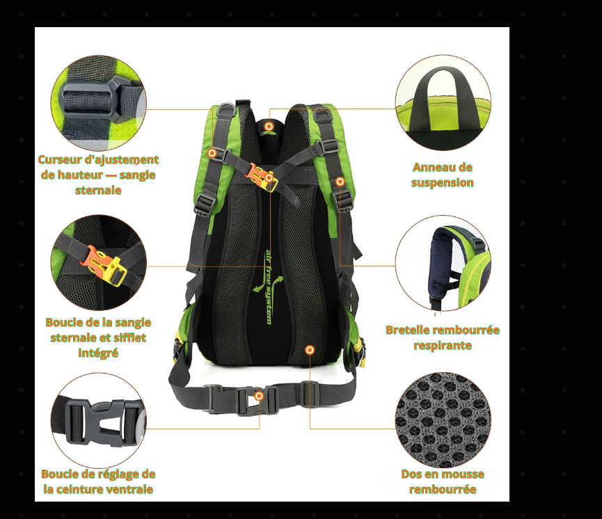 Sac à Dos de Randonnée 40L — Résistant et Polyvalent, Rando et Quotidien
