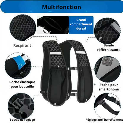 Gilet d'Hydratation avec Poche Téléphone - Trail et Randonnée