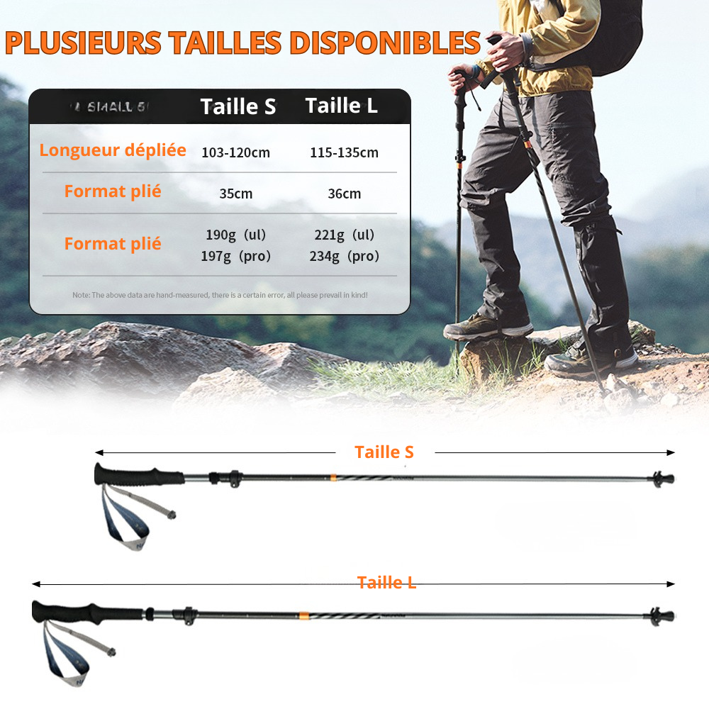 Bâtons de Randonnée Naturehike - Pliables et Ultralégers en Carbone