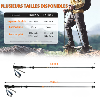 Bâtons de Randonnée Naturehike - Pliables et Ultralégers en Carbone