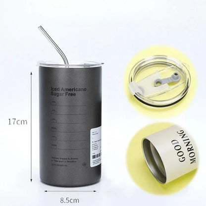 Gobelet Isotherme 600ml avec Paille - Double Paroi Inox