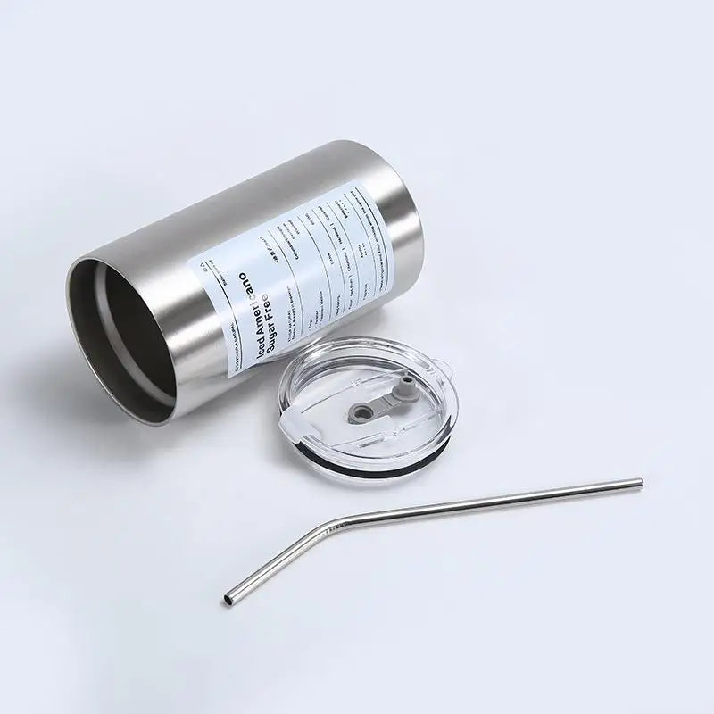 Gobelet Isotherme 600ml avec Paille - Double Paroi Inox