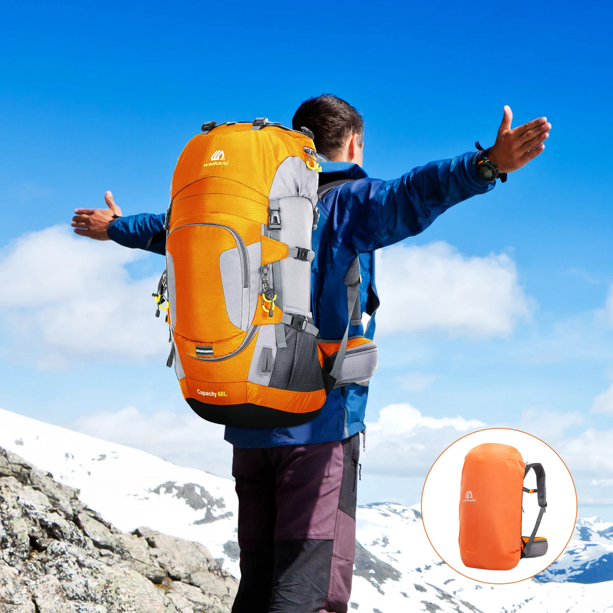 Sac à Dos de Randonnée 60L — Trek Multi-Jours avec Housse de Pluie