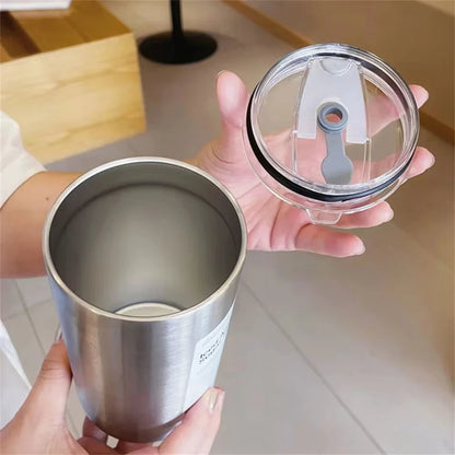 Gobelet Isotherme 600ml avec Paille - Double Paroi Inox